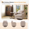 image:imageVINGLI MidCentury Modern Swivel Accent Chairs Set of 2 360Upholstered Armchairs Home Sofa with Track Arms for Living Room Bedroom Reading Room Club Swivel Chairs Chenille GreenChenille Khaki