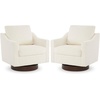 image:imageVINGLI MidCentury Modern Swivel Accent Chairs Set of 2 360Upholstered Armchairs Home Sofa with Track Arms for Living Room Bedroom Reading Room Club Swivel Chairs Chenille GreenChenille Beige