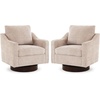 image:imageVINGLI MidCentury Modern Swivel Accent Chairs Set of 2 360Upholstered Armchairs Home Sofa with Track Arms for Living Room Bedroom Reading Room Club Swivel Chairs Chenille GreenChenille Khaki