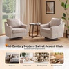 image:imageVINGLI MidCentury Modern Swivel Accent Chairs Set of 2 360Upholstered Armchairs Home Sofa with Track Arms for Living Room Bedroom Reading Room Club Swivel Chairs Chenille GreenChenille Khaki