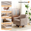 image:imageVINGLI MidCentury Modern Swivel Accent Chairs Set of 2 360Upholstered Armchairs Home Sofa with Track Arms for Living Room Bedroom Reading Room Club Swivel Chairs Chenille GreenChenille Khaki