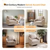 image:imageVINGLI MidCentury Modern Swivel Accent Chairs Set of 2 360Upholstered Armchairs Home Sofa with Track Arms for Living Room Bedroom Reading Room Club Swivel Chairs Chenille GreenChenille Khaki
