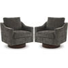image:imageVINGLI MidCentury Modern Swivel Accent Chairs Set of 2 360Upholstered Armchairs Home Sofa with Track Arms for Living Room Bedroom Reading Room Club Swivel Chairs Chenille GreenChenille Grey
