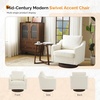 image:imageVINGLI MidCentury Modern Swivel Accent Chairs Set of 2 360Upholstered Armchairs Home Sofa with Track Arms for Living Room Bedroom Reading Room Club Swivel Chairs Chenille GreenChenille Beige