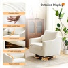 image:imageVINGLI MidCentury Modern Swivel Accent Chairs Set of 2 360Upholstered Armchairs Home Sofa with Track Arms for Living Room Bedroom Reading Room Club Swivel Chairs Chenille GreenChenille Beige