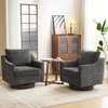 image:imageVINGLI MidCentury Modern Swivel Accent Chairs Set of 2 360Upholstered Armchairs Home Sofa with Track Arms for Living Room Bedroom Reading Room Club Swivel Chairs Chenille GreenChenille Grey