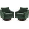 image:imageVINGLI MidCentury Modern Swivel Accent Chairs Set of 2 360Upholstered Armchairs Home Sofa with Track Arms for Living Room Bedroom Reading Room Club Swivel Chairs Chenille GreenChenille Green