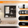 image:imageVINGLI Mirror Medicine Cabinet Wall Mounted Bathroom Storage Organizer Over Toilet with 6 Open Curved Shelves Adjustable Vanity Cupboard with Single Door for Entryway amp Living Room WhiteBlack