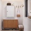 image:imageVINGLI Mirror Medicine Cabinet Wall Mounted Bathroom Storage Organizer Over Toilet with 6 Open Curved Shelves Adjustable Vanity Cupboard with Single Door for Entryway amp Living Room WhiteWhite