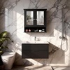 image:imageVINGLI Mirror Medicine Cabinet Wall Mounted Bathroom Storage Organizer Over Toilet with 6 Open Curved Shelves Adjustable Vanity Cupboard with Single Door for Entryway amp Living Room WhiteBlack
