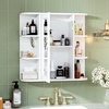 image:imageVINGLI Mirror Medicine Cabinet Wall Mounted Bathroom Storage Organizer Over Toilet with 6 Open Curved Shelves Adjustable Vanity Cupboard with Single Door for Entryway amp Living Room WhiteWhite