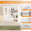 image:imageVINGLI Mirror Medicine Cabinet Wall Mounted Bathroom Storage Organizer Over Toilet with 6 Open Curved Shelves Adjustable Vanity Cupboard with Single Door for Entryway amp Living Room WhiteWhite