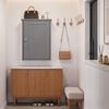 image:imageVINGLI Mirror Medicine Cabinet Wall Mounted Bathroom Storage Organizer Over Toilet with 6 Open Curved Shelves Adjustable Vanity Cupboard with Single Door for Entryway amp Living Room WhiteGrey