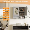 image:imageVINGLI Mirror Medicine Cabinet Wall Mounted Bathroom Storage Organizer Over Toilet with 6 Open Curved Shelves Adjustable Vanity Cupboard with Single Door for Entryway amp Living Room WhiteGrey
