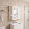 image:imageVINGLI Mirror Medicine Cabinet Wall Mounted Bathroom Storage Organizer Over Toilet with 6 Open Curved Shelves Adjustable Vanity Cupboard with Single Door for Entryway amp Living Room WhiteWhite