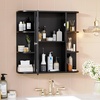 image:imageVINGLI Mirror Medicine Cabinet Wall Mounted Bathroom Storage Organizer Over Toilet with 6 Open Curved Shelves Adjustable Vanity Cupboard with Single Door for Entryway amp Living Room WhiteBlack