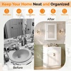 image:imageVINGLI Mirror Medicine Cabinet Wall Mounted Bathroom Storage Organizer Over Toilet with 6 Open Curved Shelves Adjustable Vanity Cupboard with Single Door for Entryway amp Living Room WhiteWhite