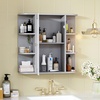 image:imageVINGLI Mirror Medicine Cabinet Wall Mounted Bathroom Storage Organizer Over Toilet with 6 Open Curved Shelves Adjustable Vanity Cupboard with Single Door for Entryway amp Living Room WhiteGrey