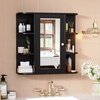 image:imageVINGLI Mirror Medicine Cabinet Wall Mounted Bathroom Storage Organizer Over Toilet with 6 Open Curved Shelves Adjustable Vanity Cupboard with Single Door for Entryway amp Living Room WhiteBlack