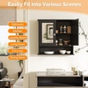image:imageVINGLI Mirror Medicine Cabinet Wall Mounted Bathroom Storage Organizer Over Toilet with 6 Open Curved Shelves Adjustable Vanity Cupboard with Single Door for Entryway amp Living Room WhiteBlack