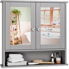 image:imageVINGLI Mirror Medicine Cabinet Wall Mounted Bathroom Storage Organizer Over Toilet with 6 Open Curved Shelves Adjustable Vanity Cupboard with Single Door for Entryway amp Living Room WhiteGrey