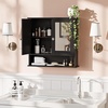 image:imageVINGLI Mirror Medicine Cabinet Wall Mounted Bathroom Storage Organizer Over Toilet with 6 Open Curved Shelves Adjustable Vanity Cupboard with Single Door for Entryway amp Living Room WhiteBlack