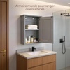 image:imageVINGLI Mirror Medicine Cabinet Wall Mounted Bathroom Storage Organizer Over Toilet with 6 Open Curved Shelves Adjustable Vanity Cupboard with Single Door for Entryway amp Living Room WhiteGrey