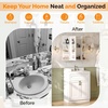image:imageVINGLI Mirror Medicine Cabinet Wall Mounted Bathroom Storage Organizer Over Toilet with 6 Open Curved Shelves Adjustable Vanity Cupboard with Single Door for Entryway amp Living Room WhiteWhite