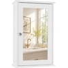 image:imageVINGLI Mirror Medicine Cabinet Wall Mounted Bathroom Storage Organizer Over Toilet with 6 Open Curved Shelves Adjustable Vanity Cupboard with Single Door for Entryway amp Living Room WhiteWhite
