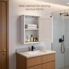 image:imageVINGLI Mirror Medicine Cabinet Wall Mounted Bathroom Storage Organizer Over Toilet with 6 Open Curved Shelves Adjustable Vanity Cupboard with Single Door for Entryway amp Living Room WhiteWhite