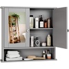 image:imageVINGLI Mirror Medicine Cabinet Wall Mounted Bathroom Storage Organizer Over Toilet with 6 Open Curved Shelves Adjustable Vanity Cupboard with Single Door for Entryway amp Living Room WhiteGrey