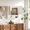 image:imageVINGLI Mirror Medicine Cabinet Wall Mounted Bathroom Storage Organizer Over Toilet with 6 Open Curved Shelves Adjustable Vanity Cupboard with Single Door for Entryway amp Living Room WhiteWhite