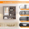 image:imageVINGLI Mirror Medicine Cabinet Wall Mounted Bathroom Storage Organizer Over Toilet with 6 Open Curved Shelves Adjustable Vanity Cupboard with Single Door for Entryway amp Living Room WhiteGrey