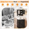 image:imageVINGLI Mirror Medicine Cabinet Wall Mounted Bathroom Storage Organizer Over Toilet with 6 Open Curved Shelves Adjustable Vanity Cupboard with Single Door for Entryway amp Living Room WhiteBlack