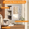 image:imageVINGLI Mirror Medicine Cabinet Wall Mounted Bathroom Storage Organizer Over Toilet with 6 Open Curved Shelves Adjustable Vanity Cupboard with Single Door for Entryway amp Living Room WhiteGrey