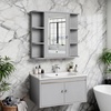 image:imageVINGLI Mirror Medicine Cabinet Wall Mounted Bathroom Storage Organizer Over Toilet with 6 Open Curved Shelves Adjustable Vanity Cupboard with Single Door for Entryway amp Living Room WhiteGrey