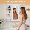 image:imageVINGLI Mirror Medicine Cabinet Wall Mounted Bathroom Storage Organizer Over Toilet with 6 Open Curved Shelves Adjustable Vanity Cupboard with Single Door for Entryway amp Living Room WhiteWhite