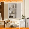 image:imageVINGLI Mirror Medicine Cabinet Wall Mounted Bathroom Storage Organizer Over Toilet with 6 Open Curved Shelves Adjustable Vanity Cupboard with Single Door for Entryway amp Living Room WhiteWhite