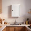 image:imageVINGLI Mirror Medicine Cabinet Wall Mounted Bathroom Storage Organizer Over Toilet with 6 Open Curved Shelves Adjustable Vanity Cupboard with Single Door for Entryway amp Living Room WhiteWhite