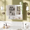 image:imageVINGLI Mirror Medicine Cabinet Wall Mounted Bathroom Storage Organizer Over Toilet with 6 Open Curved Shelves Adjustable Vanity Cupboard with Single Door for Entryway amp Living Room WhiteWhite