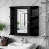 image:imageVINGLI Mirror Medicine Cabinet Wall Mounted Bathroom Storage Organizer Over Toilet with 6 Open Curved Shelves Adjustable Vanity Cupboard with Single Door for Entryway amp Living Room WhiteBlack