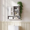 image:imageVINGLI Mirror Medicine Cabinet Wall Mounted Bathroom Storage Organizer Over Toilet with 6 Open Curved Shelves Adjustable Vanity Cupboard with Single Door for Entryway amp Living Room WhiteGrey