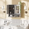 image:imageVINGLI Mirror Medicine Cabinet Wall Mounted Bathroom Storage Organizer Over Toilet with 6 Open Curved Shelves Adjustable Vanity Cupboard with Single Door for Entryway amp Living Room WhiteGrey