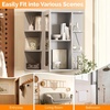 image:imageVINGLI Mirror Medicine Cabinet Wall Mounted Bathroom Storage Organizer Over Toilet with 6 Open Curved Shelves Adjustable Vanity Cupboard with Single Door for Entryway amp Living Room WhiteGrey