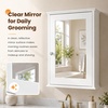 image:imageVINGLI Mirror Medicine Cabinet Wall Mounted Bathroom Storage Organizer Over Toilet with 6 Open Curved Shelves Adjustable Vanity Cupboard with Single Door for Entryway amp Living Room WhiteWhite