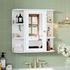 image:imageVINGLI Mirror Medicine Cabinet Wall Mounted Bathroom Storage Organizer Over Toilet with 6 Open Curved Shelves Adjustable Vanity Cupboard with Single Door for Entryway amp Living Room WhiteWhite