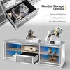 image:imageVINGLI Mirrored TV Stand with Sparkling Diamonds amp LED Lights for TVs Up to 65 Inch Assembled Modern Entertainment Center with Drawer and Shelves for Living Room Silver 57 x 15 x 20Without Fireplace