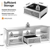 image:imageVINGLI Mirrored TV Stand with Sparkling Diamonds amp LED Lights for TVs Up to 65 Inch Assembled Modern Entertainment Center with Drawer and Shelves for Living Room Silver 57 x 15 x 20Without Fireplace