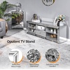 image:imageVINGLI Mirrored TV Stand with Sparkling Diamonds amp LED Lights for TVs Up to 65 Inch Assembled Modern Entertainment Center with Drawer and Shelves for Living Room Silver 57 x 15 x 20Without Fireplace