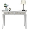 image:imageVINGLI Mirrored Vanity Desk with 2 Drawers Modern ConsoleSofaMakeup Desk for BedroomLiving RoomEntryway Multifunctional Workstation for Kids Teen SilverSilver